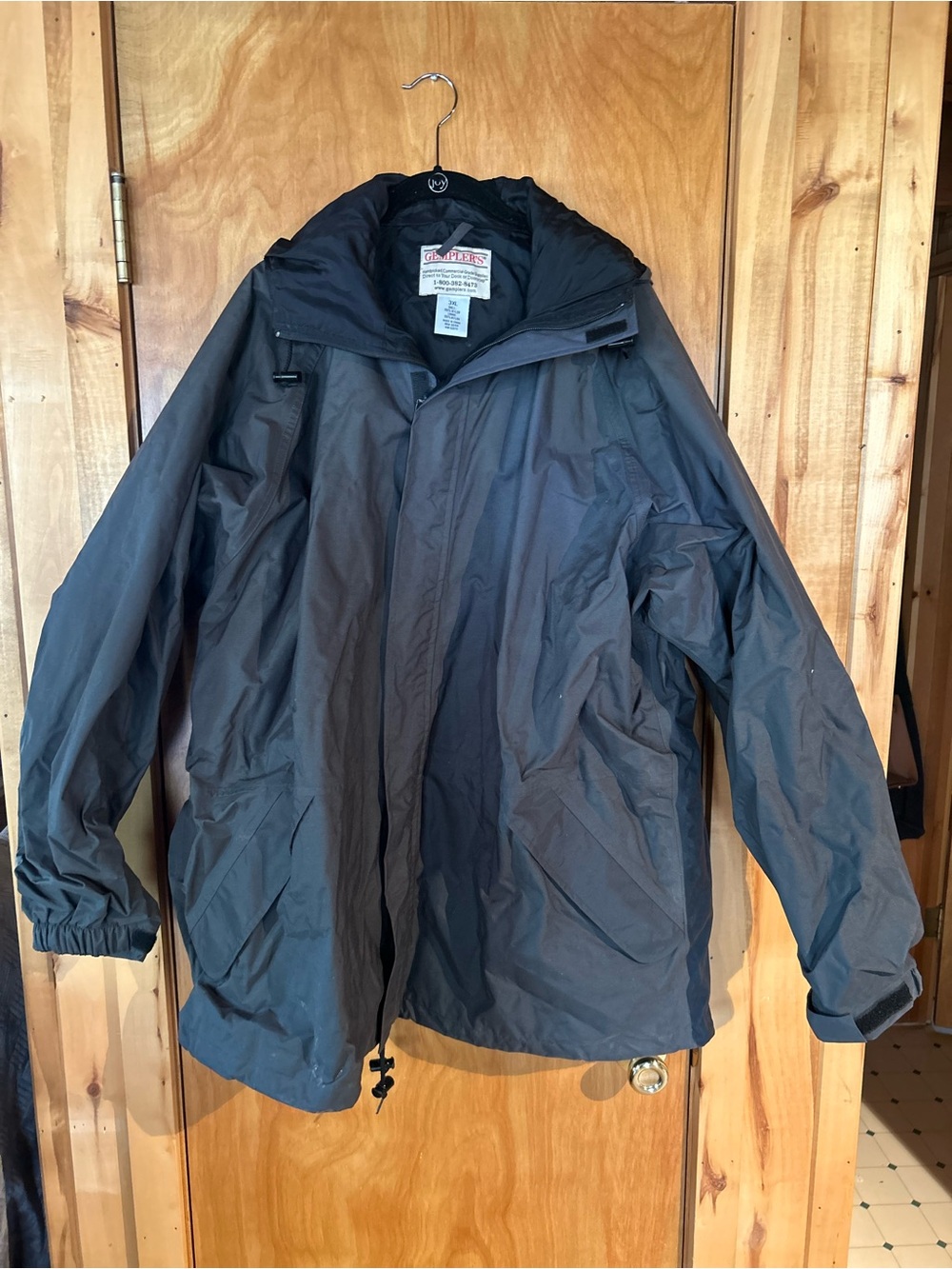 Gemplers Men’s 3XL Hooded Rain Jacket Waterproof Charcoal Black Heavy Duty